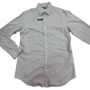 Banana Republic Shirt Men Large White Purple Check Non Iron Slim Fit Button Down - Picture 1 of 9