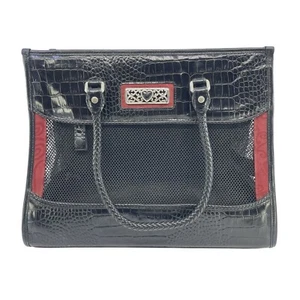 brighton black faux crocodile skin and red cloth pet carrier - Picture 1 of 14