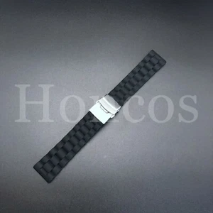 22MM BLACK SOFT SPORT SILICONE REPLACEMENT WATCH BAND Divers Style US SELLER - Picture 1 of 5