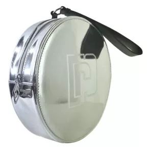 PACO RABANNE Parfumes Round Silver Metallic Top Handle Bag Embossed Logo - Picture 1 of 12