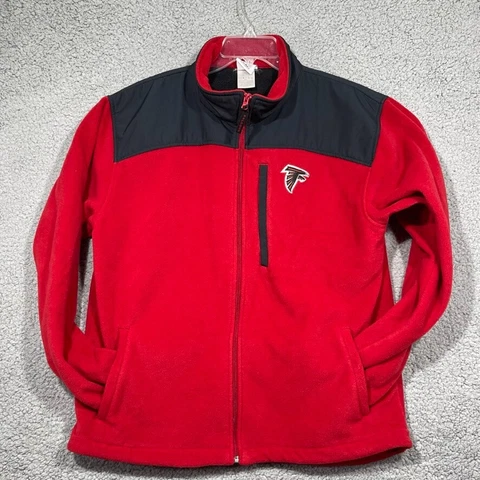 Atlanta Falcons Sweater Adult Large Red Black Fleece Full Zip NFL Football Mens Cover