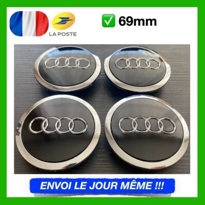 Lot de 4 Centres de roue cache moyeu Noir 69mm AUDI A3 A4 A5 A6 TT - Image 1 of 3