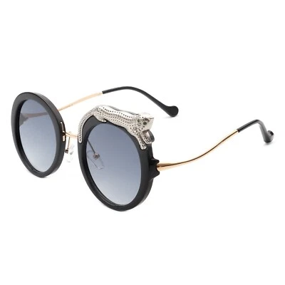 Women Circle Oversize Fashion Round Sunglasses W/ Leopard Design - Image 1 of 4
