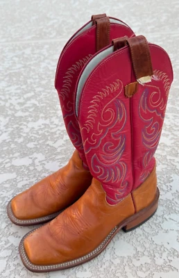 BOTAS DE CAUBÓI OLATHE FEITAS À MÃO ESTILO BRONZEADO E VERMELHO 247852 226 247673 MASCULINAS 8B - Imagem 1 de 4
