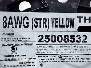 Prysmian/General Cable #8awg 19 Stranded THHN/THWN-2 Building Wire Yellow /50ft - Picture 1 of 12