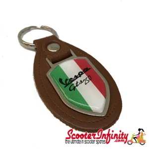 Portachiavi - Vespa GTS 250 Bandiera Italiana (Marrone, Scudo) Regalo Mod Regalo - Foto 1 di 1