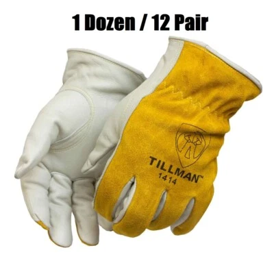 12 PARES Guantes de Trabajo Tillman 1414 Cuero de Vaca Protección Construcción Cuerda Foto 1 de 4