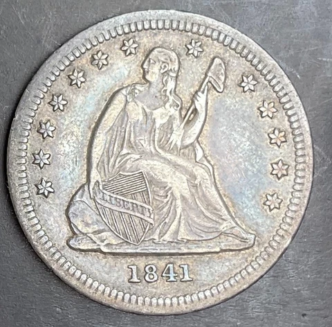 1841 Seated Liberty Quarter 25c rare old silver collection great coin m13 Cover