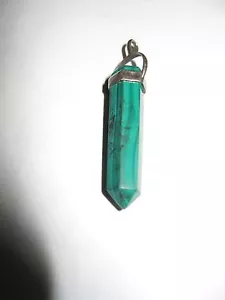 Malachite Cut Crystal, Sterling Bale Wrap, 35 mm Long - Picture 1 of 2