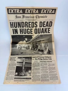 San Francisco Chronicle Newspaper October 18, 1989 Hundreds Dead In Huge Quake - Picture 1 of 3