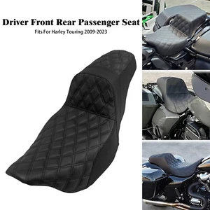 Black Driver Passenger Seat 2-Up For Harley Touring Street Road Glide 2009-2023 - Picture 1 of 18