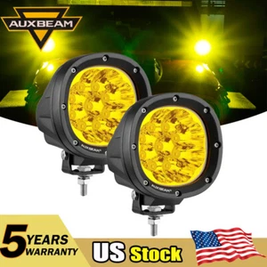 AUXBEAM 4" LED Driving Light Pods Amber Spot Light Bar Offroad Driving Fog Lamp - Picture 1 of 12