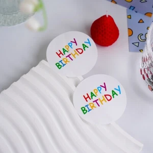 120x Happy Birthday Stickers Self-Adhesive Seals Labels Gift 2 Inch Circle Cute - Picture 1 of 6