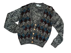 Bachrach Vintage 90's Hand Knit Cosby Style Cardigan Sweater Oversized Men’s M - Picture 1 of 6