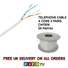 20m Phone Cable Landline Wire Internal 4 Core 2 Pair 0.5mm CW1308 Copper White