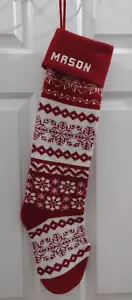 MASON Fair Isle Calza Natalizia Maglia Nome Rosso e Bianco Lunga - Foto 1 di 9
