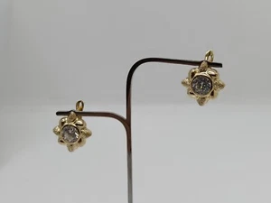 ORECCHINI BOTTONE A MONACHELLA CON ZIRCONI IN ORO GIALLO 18KT 2,55 GR. (7025) - Foto 1 di 9