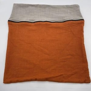 CRATE & BARREL ORANGE GREY ZIPPERED THROW PILLOW COVER 18" - Picture 1 of 5