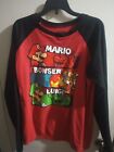Nintendo Super Mario Bros Boys Long Sleeve T Shirt Sz: (L) 18-20 Black/Red