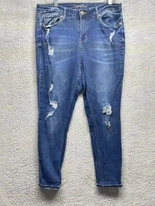 Copperflash Jeans Women Size 14W Mid Rise Stretch Boyfriend Skinny Distress - Picture 1 of 14