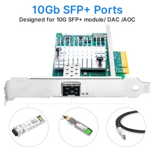 10GB PCI-e Netzwerkkarte mit Intel 82599 Chip Single SFP Port PCIEX8 NIC Adapter - Bild 1 von 7