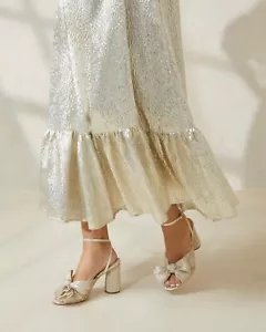 Loeffler Randall Camellia Knotted Sandal Platinum Women’s 10 New $395 - Picture 1 of 9