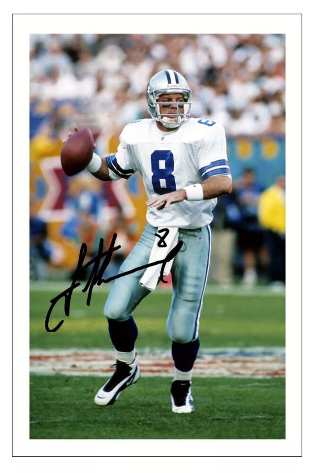 TROY AIKMAN Signed Autograph PHOTO Fan Signature Print DALLAS COWBOYS NFL - Image 1 of 1