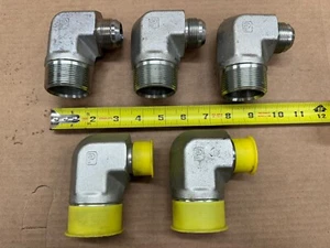 (5) Parker 2501-24-16 Hydraulikverschraubung 90° Winkel 1” Stecker JIC auf 1 1/2” Stecker NPT - Bild 1 von 6