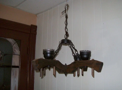 Old Vintage MID CENTURY DANISH Wood Chandelier Swag Light Fixture Cover