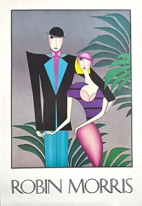 Robin Morris THE COUPLE 1982 Vintage Art Poster Art Deco Style Fashion Portrait - Picture 1 of 4