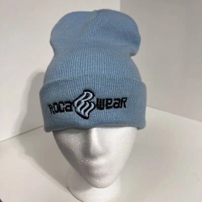 Gorro gorra Rocawear en muy buena condición años 2000 raro bebé azul logotipo original Jay Z tejido Y2K hiphop Foto 1 de 4