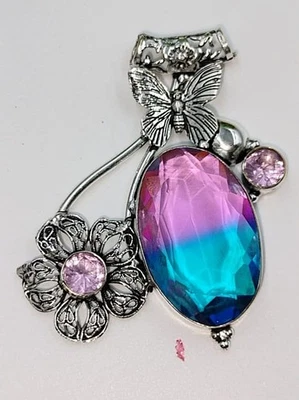 Multi Color Tourmaline Gemstone 925 Sterling Silver Jewelry Pendant Size-2.5" - Image 1 of 4