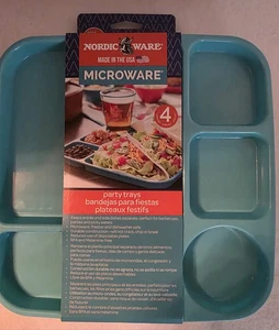 Set Of 4 Nordic Ware Microware Party Trays Divided Tray Made in USA New - Picture 1 of 3