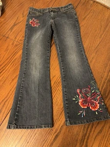 Jeans vintage Y2K ragazza Arizona svasati denim ricamati farfalle 8 regular - Foto 1 di 7