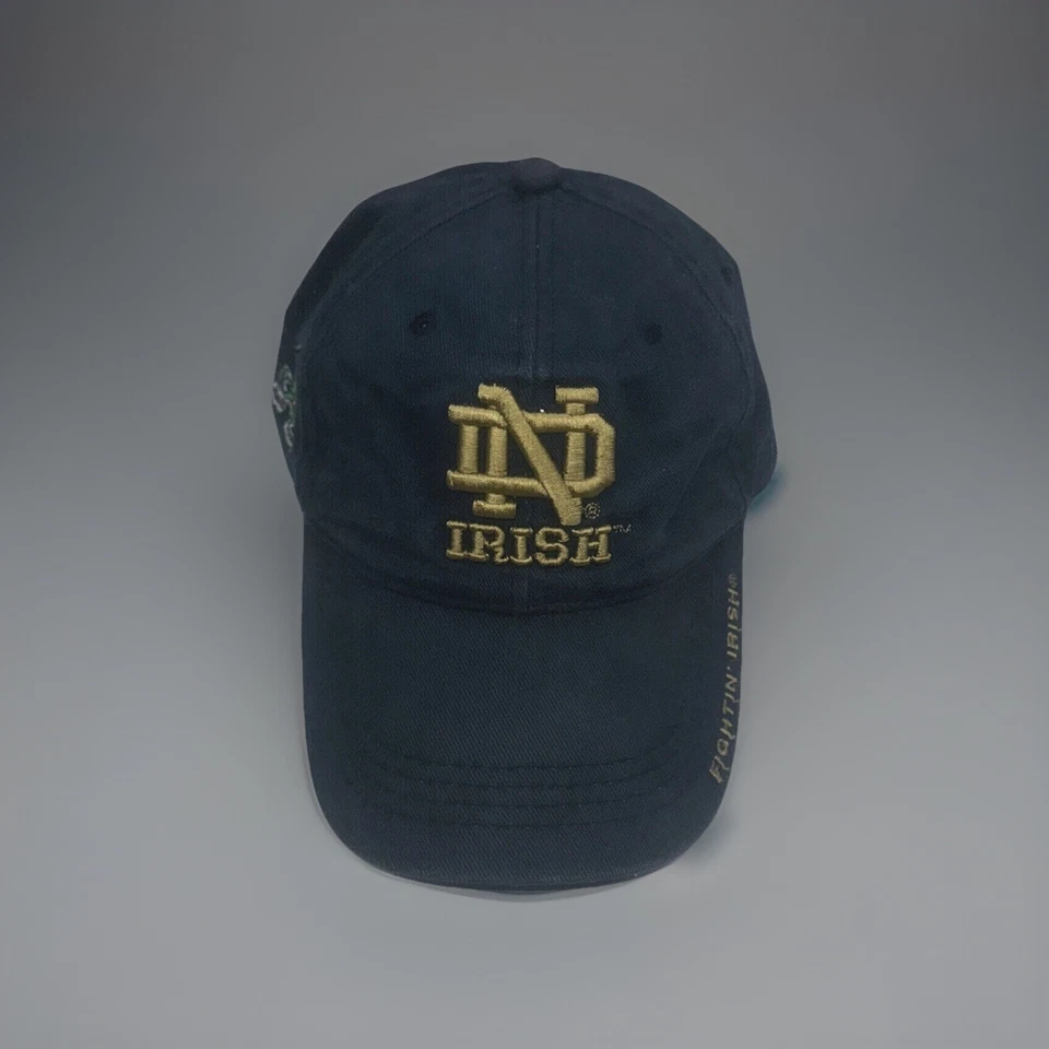 1990’s Notre Dame Vintage Starter Slouch Hat Blue Adjustable Strap - Image 1 of 4