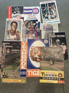 Vintage Detroit Pistons Tigers Media Guides And Scorebooks Lot Of 12 - Picture 1 of 12