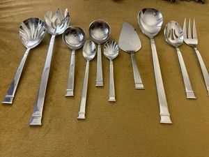 (9) Serving Pieces Heritage Mint Ltd BENTLEY 18/10 Stainless Glossy Flatware + - Picture 1 of 9