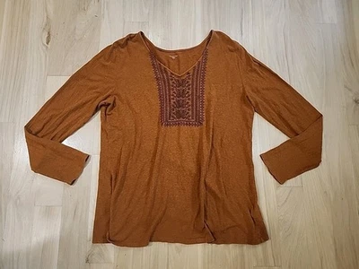 Garnet Hill Hemp/cotton Blouse Womens Large Knit V-Neck Long Sleeves Euc - Image 1 of 4