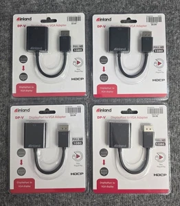 Inland DisplayPort To VGA Adapter 1080p Full HD Plug & Play HDCP 4-Pack - Picture 1 of 5