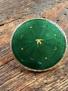 Sterling Silber Emaille Brosche Norwegen Norweger Vintage grün 2839 - Bild 1 von 7