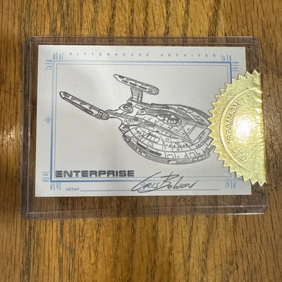 2002 Star Trek: Enterprise Season 1 Case Topper Sketch NX-01 Chris Bolson Auto - Image 1 of 4