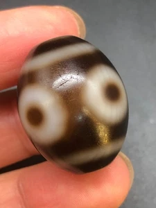 Budismo Tibetano Antiguo Ágata Aceitosa Dzi 4 Ojos Cuentas Daluo 25mm V2 - Imagen 1 de 9
