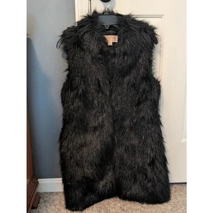 Michael by Michael Kors Black Faux Fur Vest Womens Small  - Picture 1 of 2