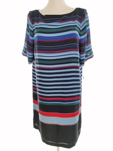 Tommy hilfiger Größe M Marineblau Knielang Shift Kleid Kurzarm Streifen Logo - Bild 1 von 5