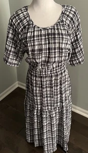 Just Female Anthropologie Hamilton Cut Out Gingham Midi Dress Size 40/ US 8/10 - Picture 1 of 6