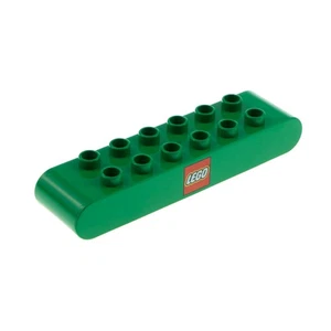 1x Lego Duplo Building Brick 2x8 Green Rounded Ends Lego Logo Set 2297 31214pb01 - Picture 1 of 1
