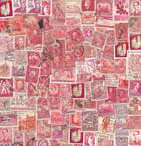 100 estampillas postales reales rojas de todo el mundo álbum de recortes artesanías collage decoupage - Imagen 1 de 1