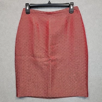 Falda BADGLEY MISCHKA Mujer Talla 4 Rojo Dorado Jacquard Formal Cóctel Fiesta Forrada Foto 1 de 4