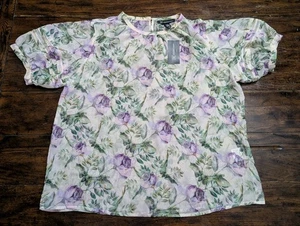 Blusa INC International Concepts Floral Manga Abullonada L - Cottagecore/Romántica  - Imagen 1 de 9