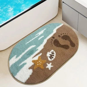 Beach Bathroom Rugs Soft Absorbent Ocean Wave Bath Mat with Non-Slip Backing ... - Bild 1 von 7